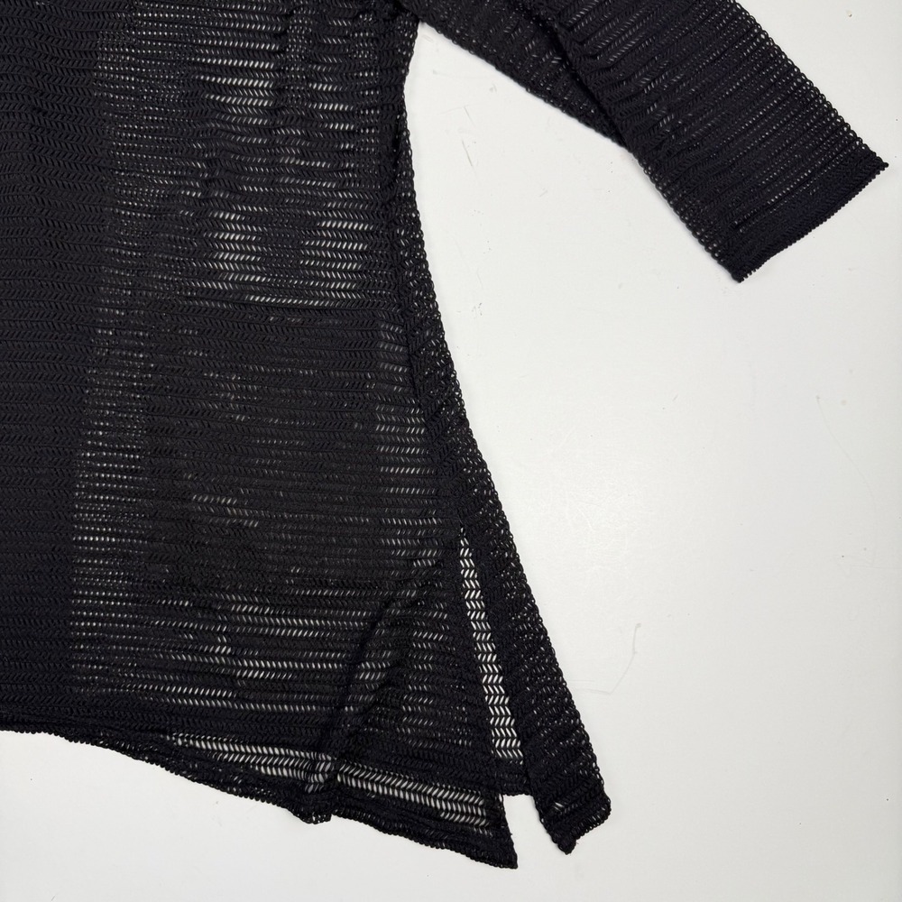 Women Leopard Print Sheer Lightweight Mesh Cardigan Black Pockets Large - Picture 11 of 14